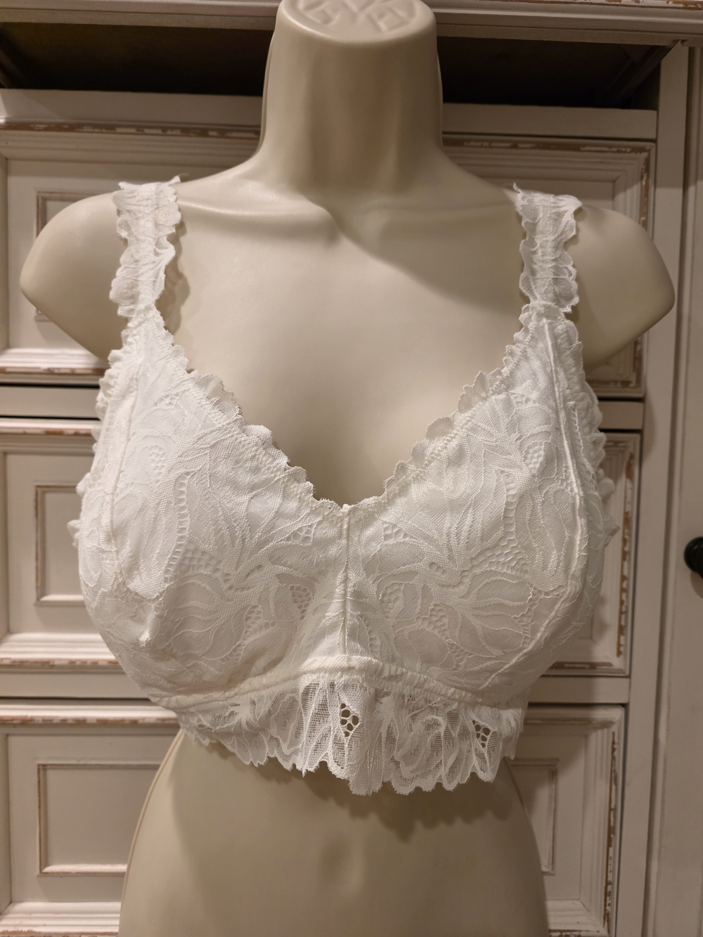 Lace Bralette Crop Top - White